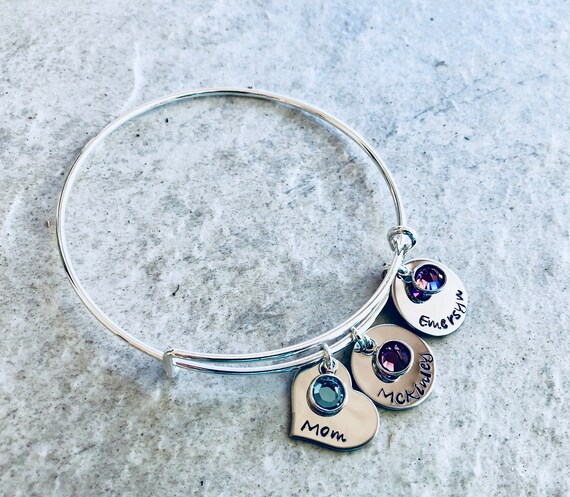 Personalized Mom Bracelet: Children's Names Birthstones