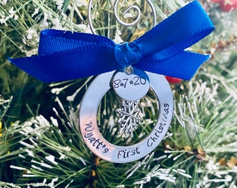 Personalized baby's first christmas ornament child's first christmas ornament snowflake ornament with name monogrammed custom ornament gift