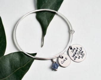 She believed she could so she did bracelet personalized bangle bracelet with name charm and birthstone encouragement graduation class of