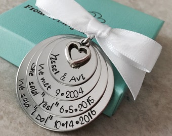 Personalized christmas ornament our first christmas she said yes engagement ornament wedding date holiday decorations family ornament sale