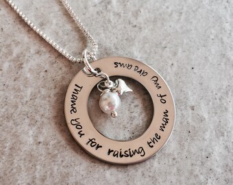Thank you for raising the man of my dreams mother in law necklace personalized wedding jewelry wedding gift for mom woman of my dreams