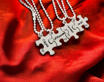 Puzzle piece necklace set jewelry for group family jewelry sister jewelry best friend jewelry bridesmaid jewelry name necklace monogrammed