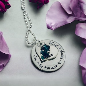 Personalized On My Honor Necklace Girl Scout Gift Girl Scout troop gift custom handmade jewelry silver necklace with name and birthstone