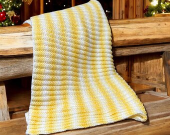 Handmade Baby Blanket Yellow Baby Blanket Gender Neutral Baby Blanket Baby girl gift baby boy gift hand knit blanket afghan baby shower gift
