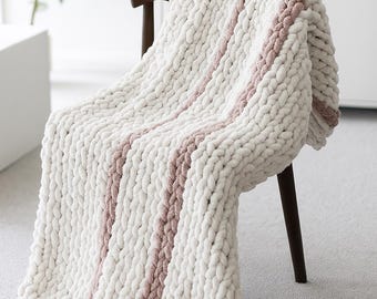 Cozy chunky knit blanket handmade baby blanket college blanket football team blanket custom knitted afghan Christmas blanket baby shower