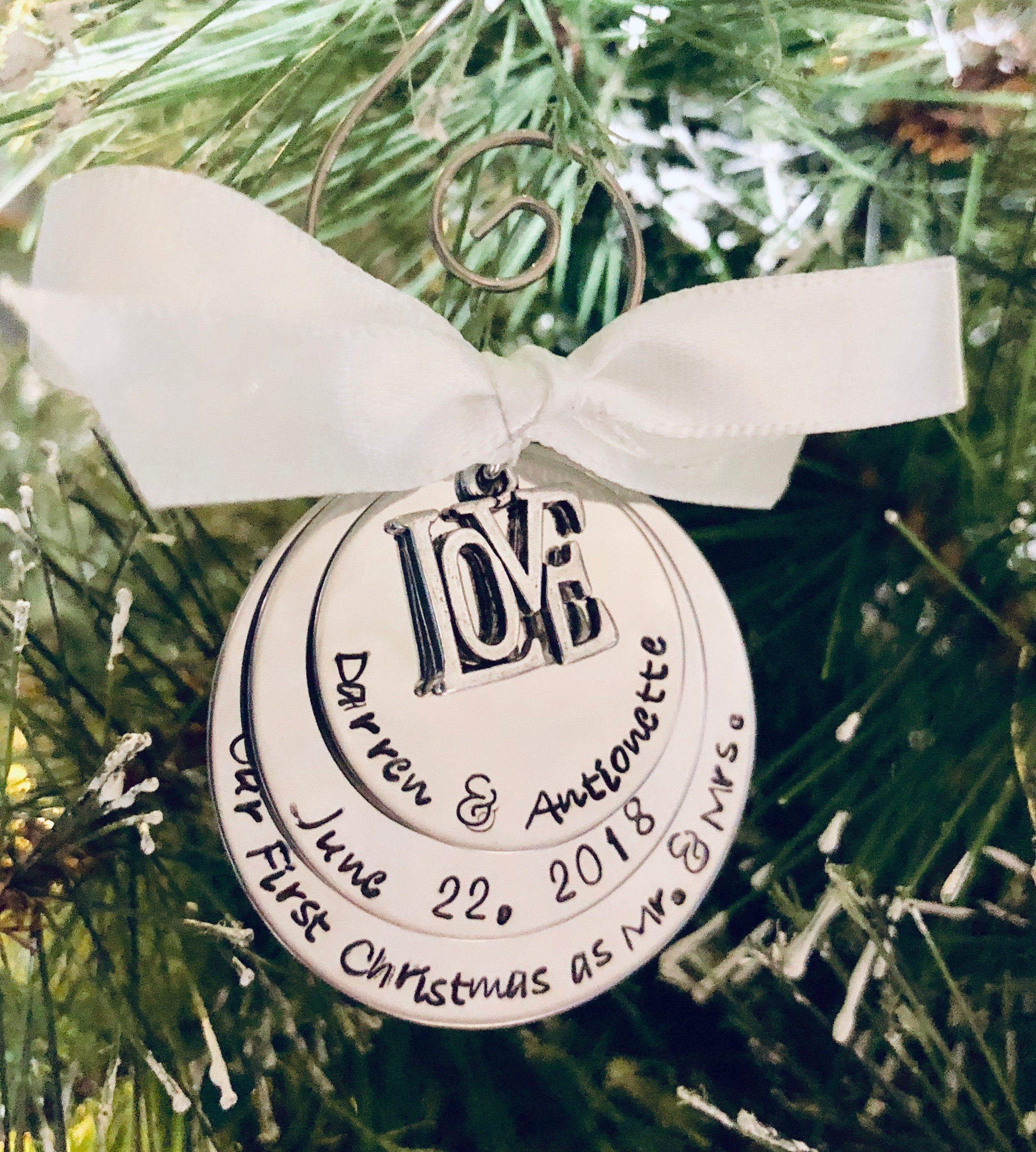 first wedding anniversary christmas ornament
