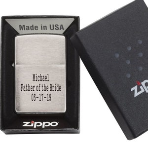 Engraved Zippo Lighter, Silver Brushed Zippo Lighter, Groomsmen Gift, Retirement Gift, Father&#39;s Day, Anniversary Gift, Graduation Gift.