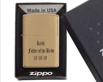 Personalized Brass Zippo Lighter, Father of the Bride Gift