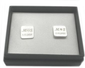 Personalized Sterling Silver Cufflinks: Engraved Initials, Groomsmen Gift
