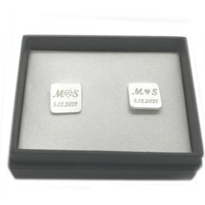 Groomsmen Gift Personalized Sterling Silver Cufflinks , Initials Cuff Links Custom Engraved Cufflinks-Wedding Gift for Groomsmen Proposal