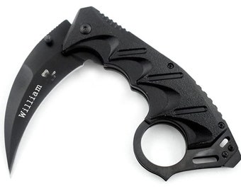 Personalized Tactical  Karambit Style Ultra Smooth One Hand Opening Folding Pocket Knife - Ideal for Recreational Work Hiking Camping