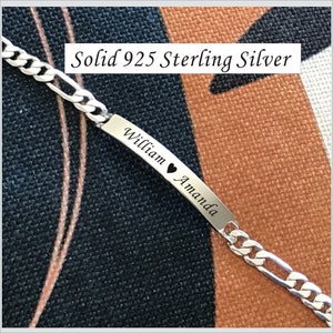 Personalized Solid 925 Sterling Silver Men , Women ID Bracelet-14 Grams - Gift for Dad ,Mom, Husband ,Wife, Boyfriend, Girlfriend.