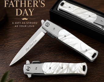 Personalized Pearl Handle Pocket Knife – Father's day Gift for Dad