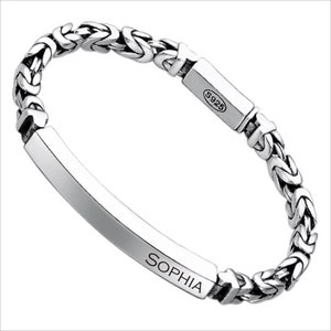 Personalized Solid 925 Sterling Silver Men Women ID BRACELET-Valentine&#39;s day , Anniversary gift for husband, wife, boyfriend , girlfriend
