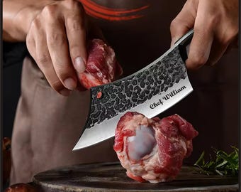 Personalized Chef Knife & Cleaver: High Carbon Steel, Wenge Wood Handle