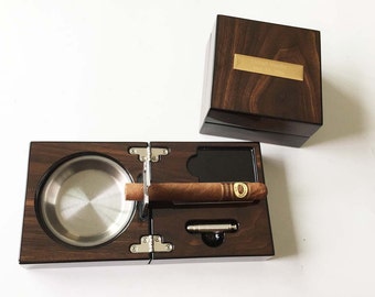 Festa del papà , Nonno, Groomsmen regalo per lui,regalo per gli uomini - Personalized Custom Cigar Ash Tray, Cigar Cutter, Cigar Punch