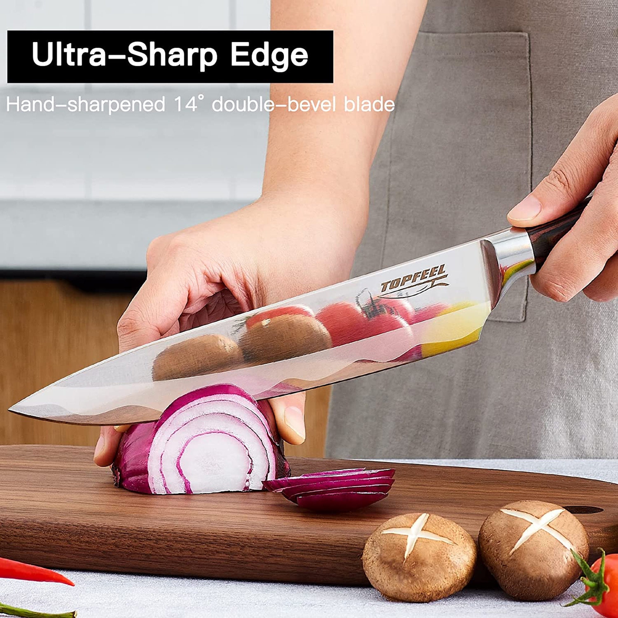 ASETY Kitchen Knife Professional Chef Knife Set 3 Piece, Ultra Sharp German  Stainless Steel Knife and Finger Guard, Ergonomic Handle, NSF Food-Safe