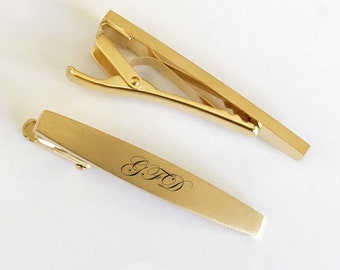 Personalized Tie clip, Engraved Tie Bar , Customized Gold Plated Tie Clip -Birthday Gift for Men, Him, Dad, Grandpa , Husband ,Boyfriend