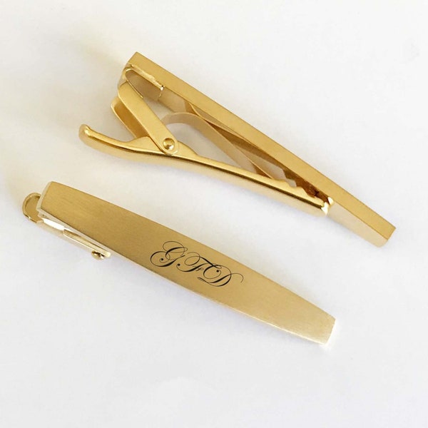 Personalized Tie clip, Engraved Tie Bar , Customized Gold Plated Tie Clip -Birthday Gift for Men, Him, Dad, Grandpa , Husband ,Boyfriend