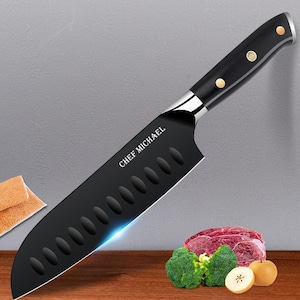 Personalized Engraved  Kitchen Knife, High Carbon German Steel Cooking knife, 8 Inch Chef's Knife with Ergonomic Handle