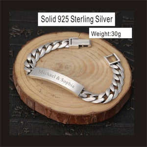 Personalized Solid 925 Sterling Silver Men ID Bracelet-30 Grams-Free Engraving-Fathers day, Anniversary , Valentines day , Birthday gift