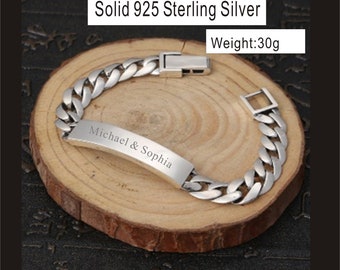 Custom order for Denise -Personalized Solid 925 Sterling Silver ID Bracelet with logo engraving