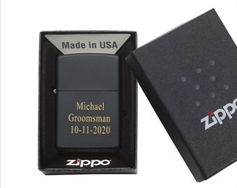 Personalized Zippo Lighter for Groomsmen , Groomsmen Black Matt Zippo Lighter, Engraved Groomsman Zippo Lighter , Groomsmen Proposal