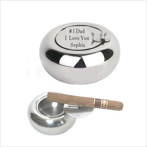 Personalized Custom Cigarette Ashtray Stainless Steel  Cigar Ashtray Holder for Smokers- Father&#39;s Day Dad Grandfather Christmas Gifts