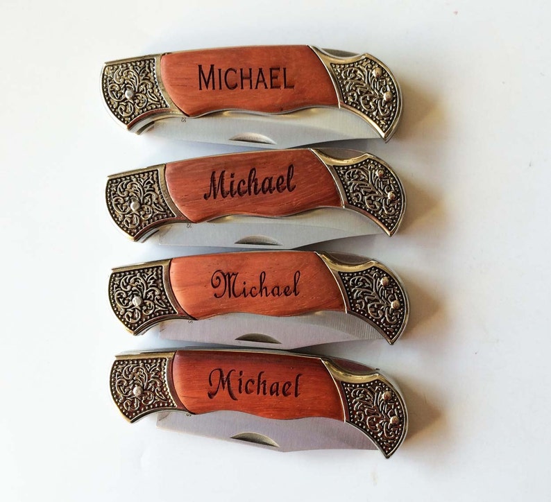 8 Personalized knives Custom Engraved Pocket Knives Rosewood Etsy