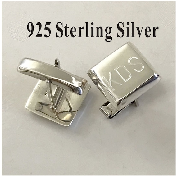 Mens Polished Square Cuff Links Engraveable Sterling Silver Mens Polished Square Cuff Links Engraveable Sterling Silver