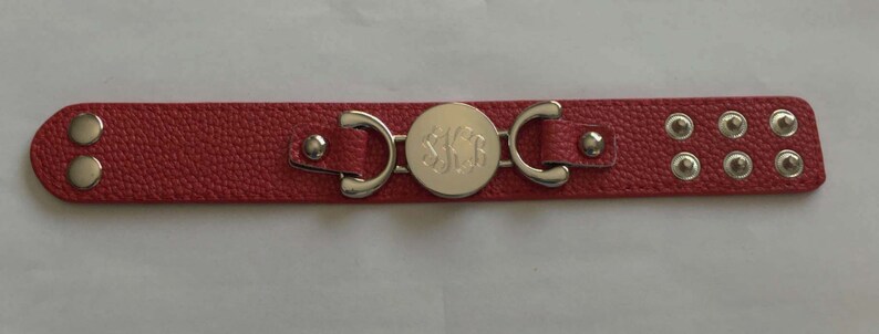 Leather Monogram ,initials Bracelet-Personalized Bracelet ,Engraved Women Bracelet Mother's day gift image 2