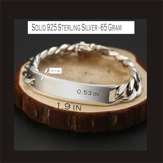 Sterling silver mens bracelet engraved discount