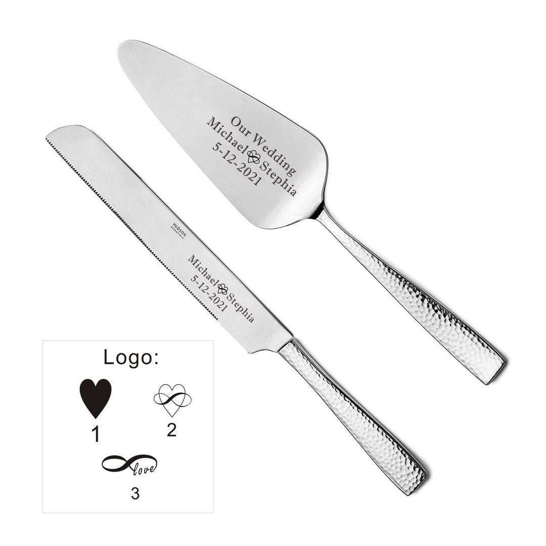Personalized Wedding Party Cake Knife and Server Custom Engraving Wedding Birthday Cake Knife
