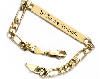 Personalized Sterling Silver ID Bracelet - 18K Gold Plated