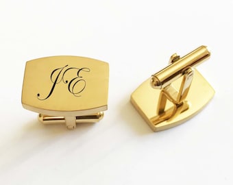 Personalized Gold Plated Cufflinks: Engraved Groomsmen Gift