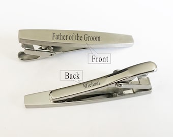 Personalized Tie clip, Engraved Tie Bar , Customized Silver Plated Tie Clip -Birthday Gift for Men, Him, Dad, Grandpa , Husband ,Boyfriend