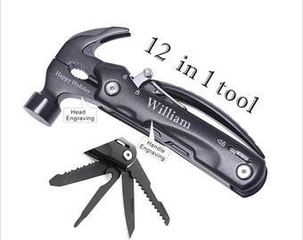 Christmas Gifts for Men, for Him-Personalized Hammer , 12 in 1 Multitool Mini Hammer , Multi Tools Knife, Bottle Opener, Saw