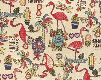 Retro turquoise clasp holder printed pink flamingos
