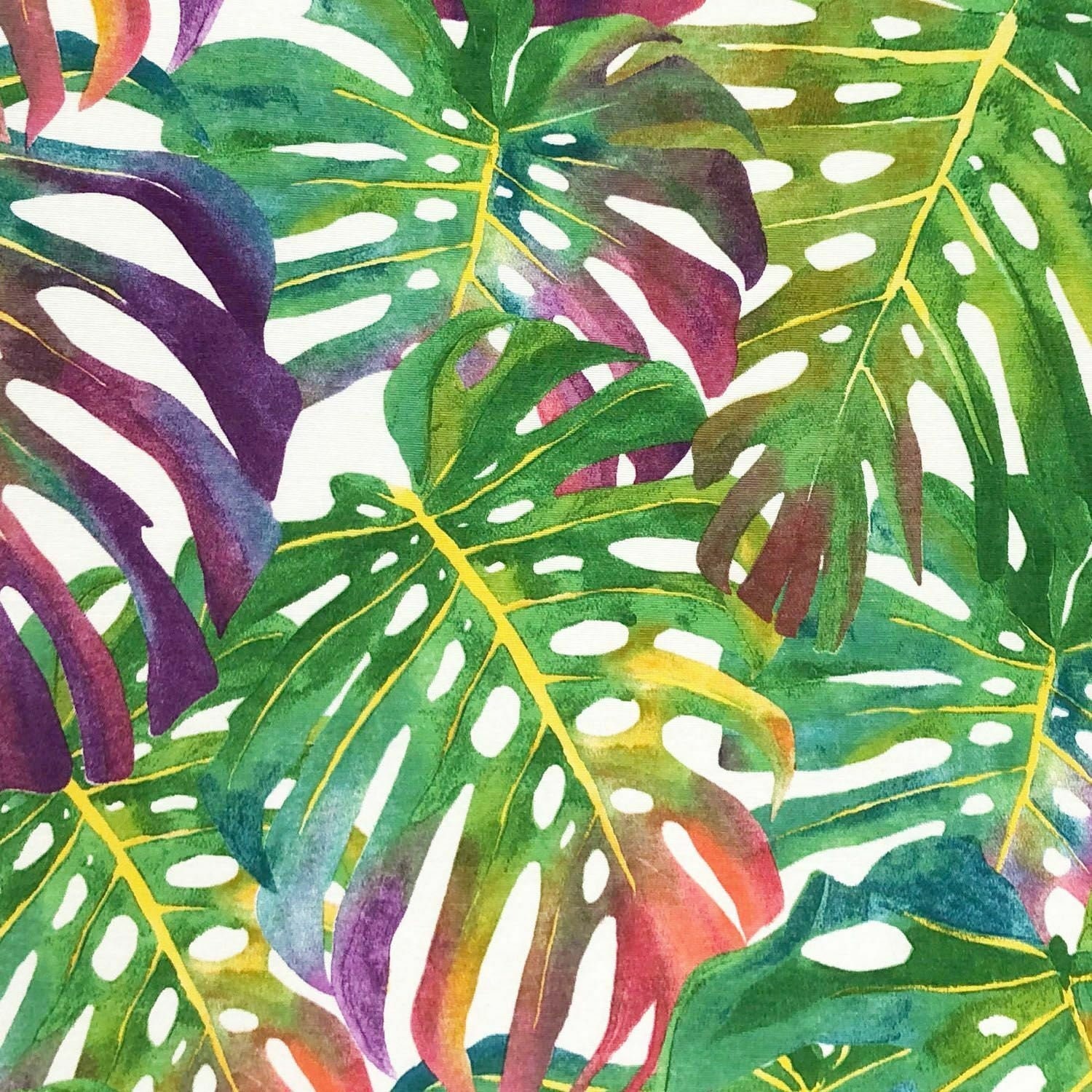 Cotton Rich Linen Look Fabric Multi Tropical Leaves Upholstery Etsy UK