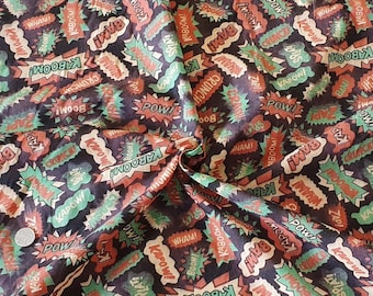 Polycotton Fabric Superhero Sound Effects Comic Sounds Kapow Bam Boom