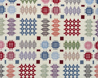 Tapestry Fabric Welsh Blanket Abstract Geometric Upholstery Furniture 140cm Wide