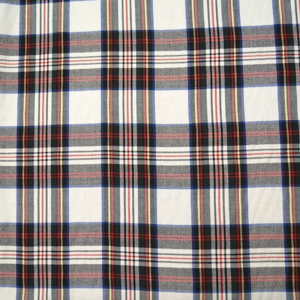 Polyviscose Tartan Fabric Fashion White Red Scottish Plaid Check Woven