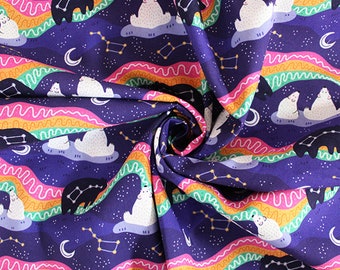 100% Cotton Fabric Little Johnny Christmas Stargazing Polar Bears Xmas Festive