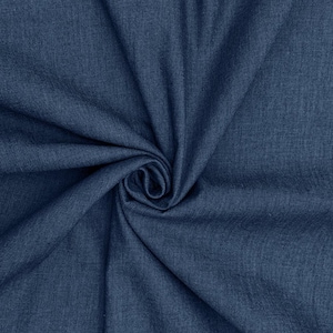 4oz Washed Denim Fabric 100% Cotton 145cm Wide Soft Lightweight Medium Blue