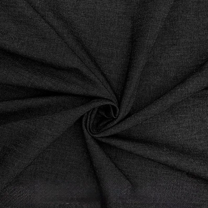 4oz Washed Denim Fabric 100% Cotton 145cm Wide Soft Lightweight Czarny