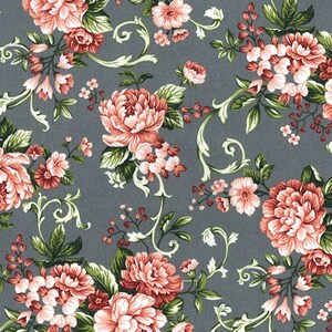 Tissu Vintage 100% Coton 45" Rose & Hubble - Motif Roses, 1 Mètre