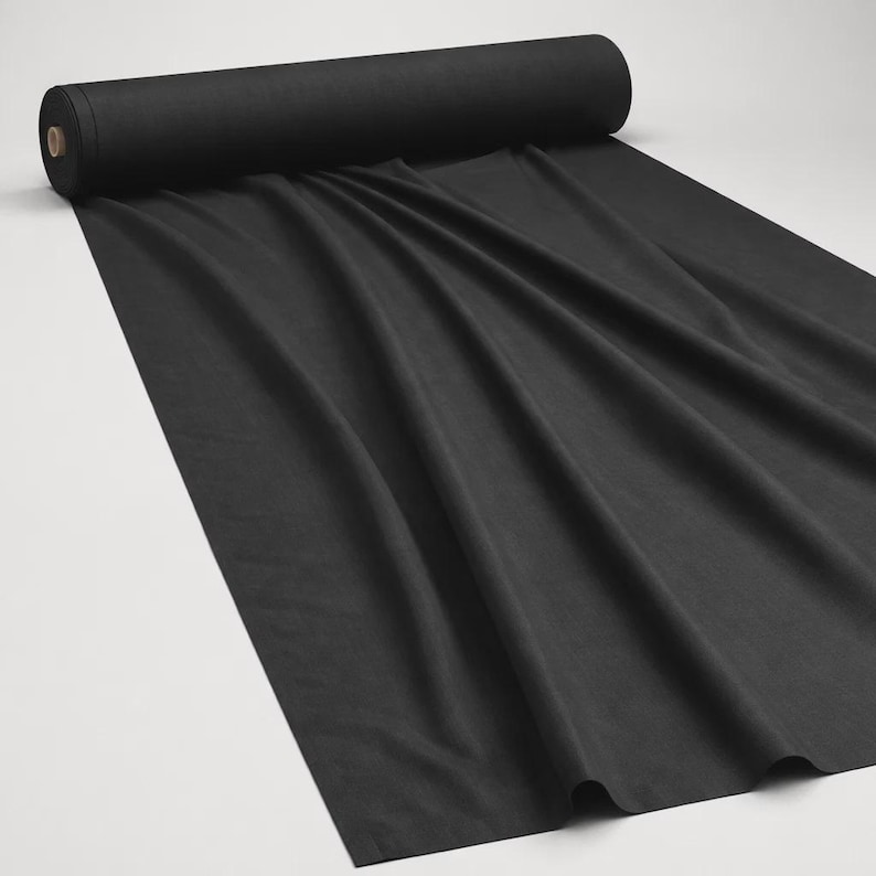 Black Plain Polycotton Fabric Coloured Poly Cotton Dress Craft image 1
