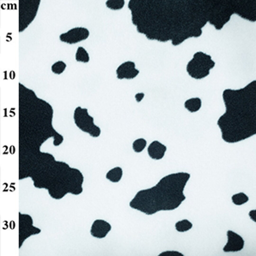 Polar Fleece Anti Pil Fabric Cow Print Animal Dairy Cow Spots Farm Life ...