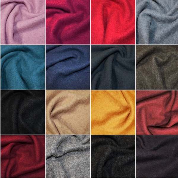 100% Boiled Wool Fabric Plain Coloured 140cm Wide