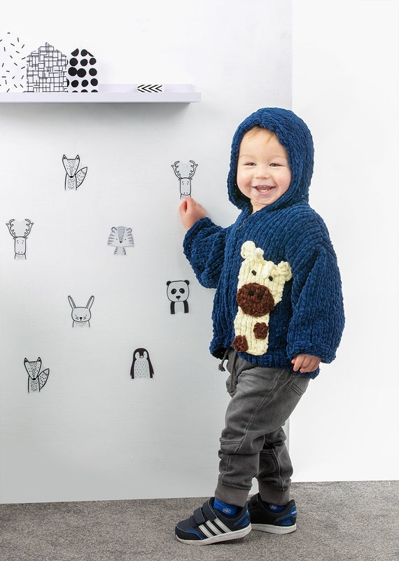 Knitting Pattern James C Brett JB833 Baby Giraffe Hoodie Flutterby Chunky